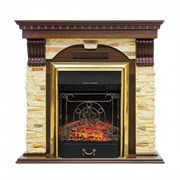 Комплект электрокаминов с искусственным камнем Royal Flame Dublin арочный сланец с очагом Majestic Black/Brass (Темный дуб) M51339