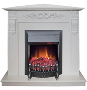 Угловой электрокамин с эффектом живого огня Real-Flame Dominica Corner STD/EUG WT с очагом Fobos s Lux BL/BR, Majestic s Lux BL/BR M66261