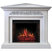 Угловой электрокамин в квартиру со звуком Real-Flame Leticia Corner 26 WT с очагом Epsilon 26 S IR M66549