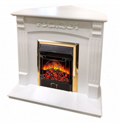 Угловой электрокамин Royal Flame Sorrento угл. (Белый) c очагом Majestic FX Brass/Black M210713