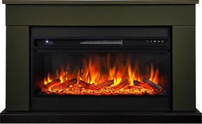 Линейный электрокамин Royal Flame BERGEN темная олива c очагом Vision 42 LOG LED M235959