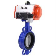 Затвор дисковый поворотный DN GGG50-316L-EPDM Ду40 Ру16 корпус - чугун GGG50, диск - нержавеющая сталь 316L, уплотнение – EPDM, с пневмоприводом DN DA-052 двойного действия и пневмораспределителем 4M310-08 220V D050-31819