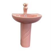Раковина с пьедесталом COMFORTY комплект детский розовый: раковина 0991P с донным клапаном DK-02P + пьедестал P0991P + смеситель 01P, 00-00008370 T0047750