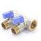 Коллектор General Fittings 6200 3/4 х1/2 , 2вых., c шаровыми кранами, латунь никелир. 620056N0504B2A - фото 4497606